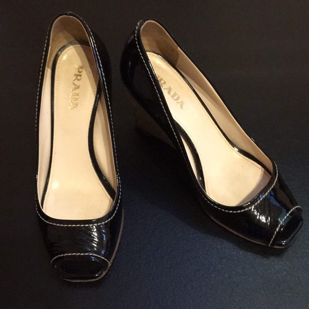 Prada Peep Toe Wedge